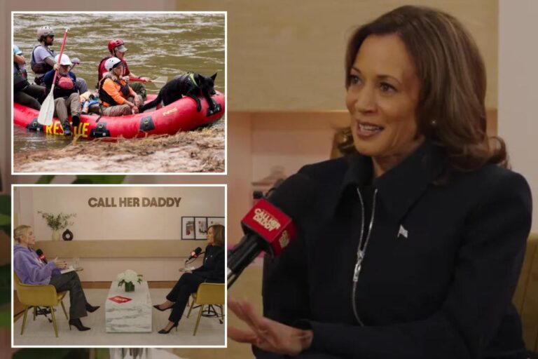Kamala Harris says X-rated podcast 'Call Her Daddy' talks about 'things people really care about' - as Hurricane Helene's effects rage on

