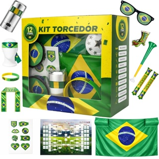 Combo Torcedor Copa 2026: Bandeira + Trompete + Vuvuzela + Pintura Facial