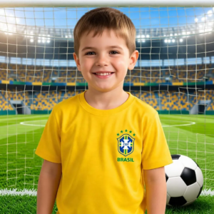 Camiseta infantil personalizada Seleção Brasileira 2026