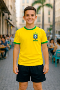 Camiseta infantil econômica Brasil Copa 2026