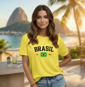 Camiseta feminina econômica Brasil 2026