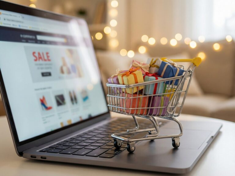 dropshipping e furada — carrinho de compras em miniatura sobre notebook